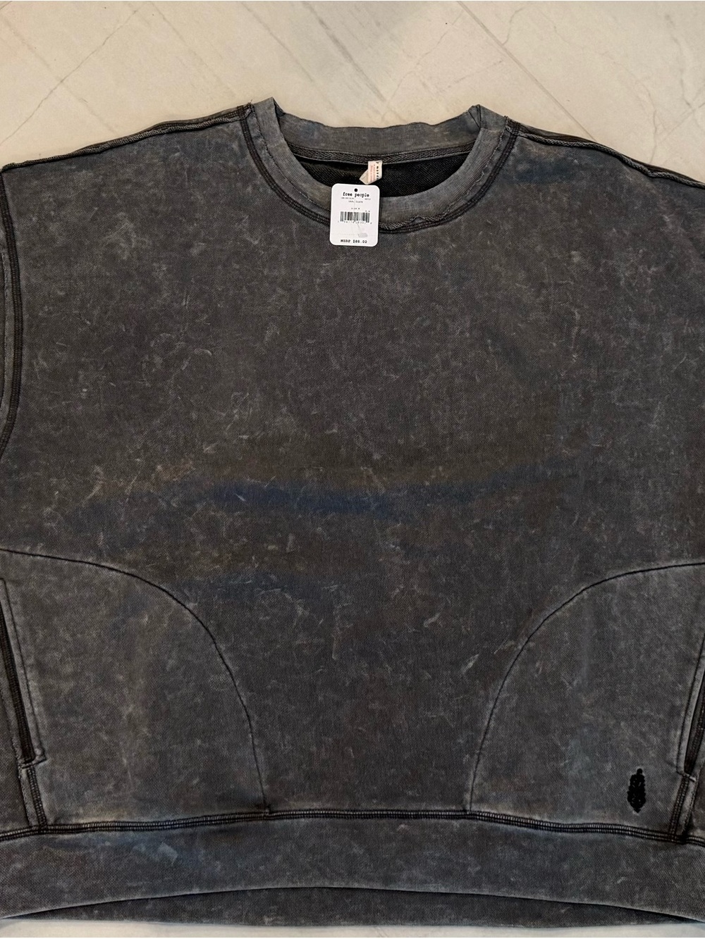 FREE PEOPLE NWT Dark Slate Crewneck Sweatshirt With Pockets